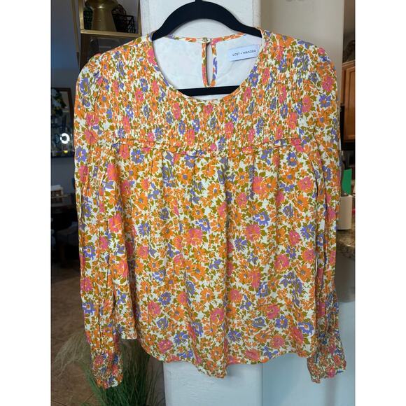 Lost + Wander Cali Dreaming Multicolor Long Sleeve Boho Blouse Size M NEW - Picture 2 of 5